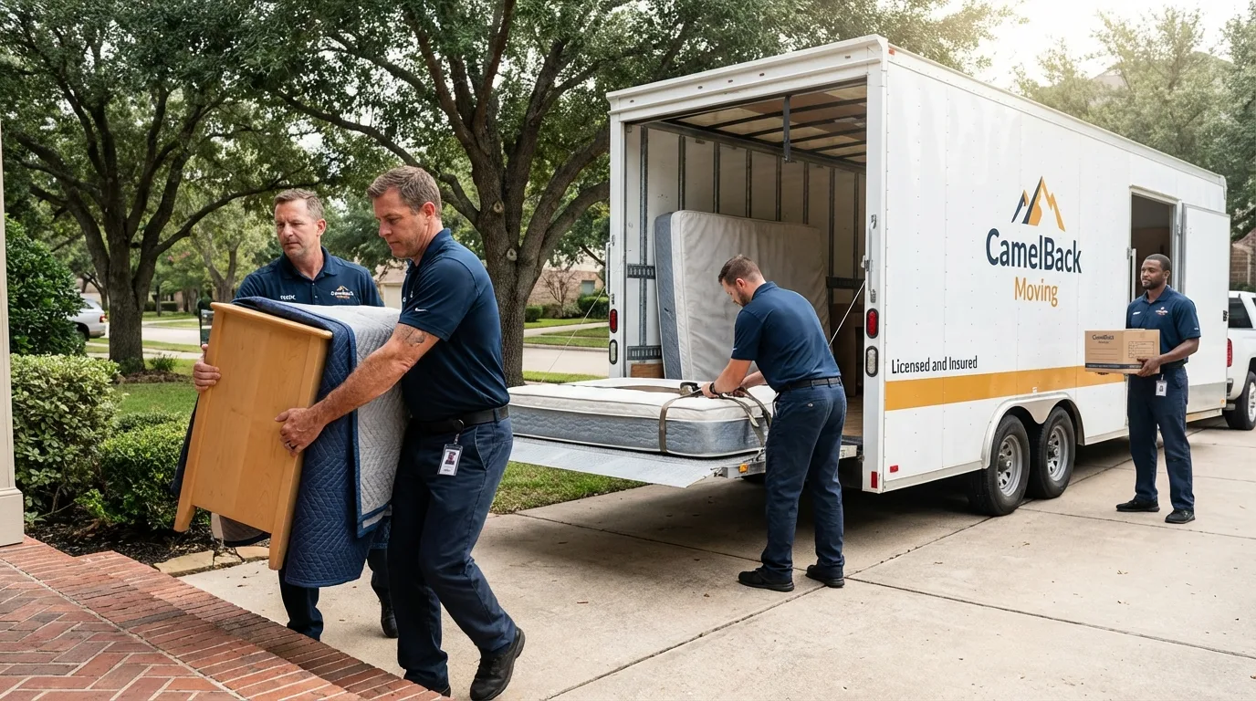 Crew loading residential truck for cross-state move from Dunkirk, IN